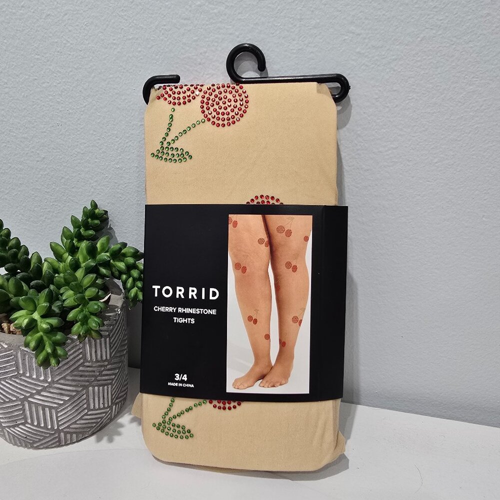 Torrid - Retro Chic Cherry Rhinestone Tights - Picture 3 of 12